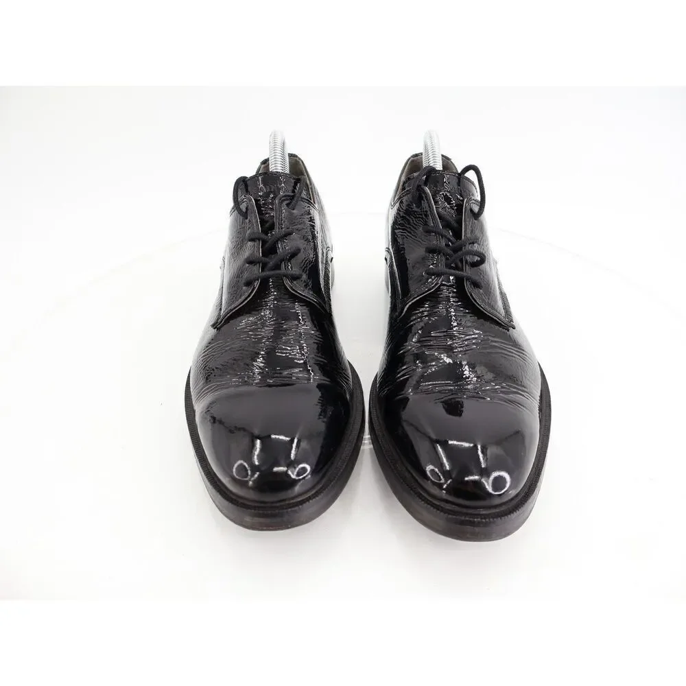 AllSaints Apollo Men Size 43 US 10 Black Patent Crinkle Derby Oxfords Dress Shoe
